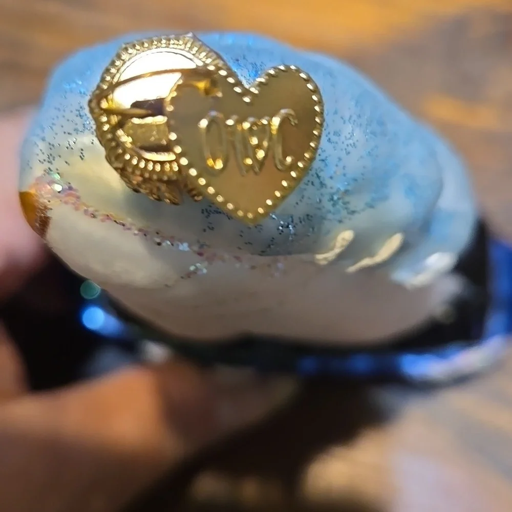 Old World Christmas Sailboat Ornament with Blue and White Design 5 Inches